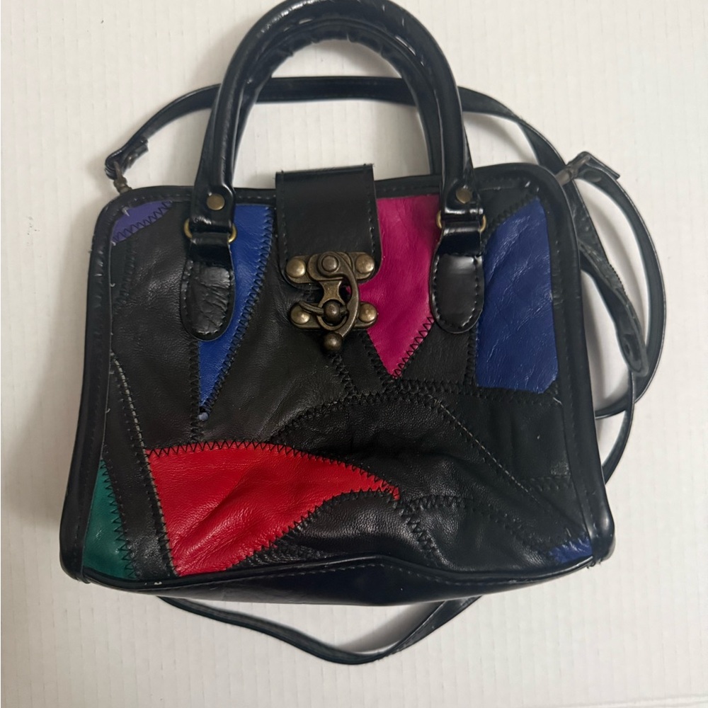 Multicolor Patchwork Leather Vintage Crossbody Bag